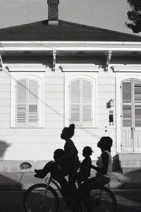 Kevin Kline, Four on a bike, Piety St. (detail), 2001. Courtesy of Ogden Museum of Southern Art