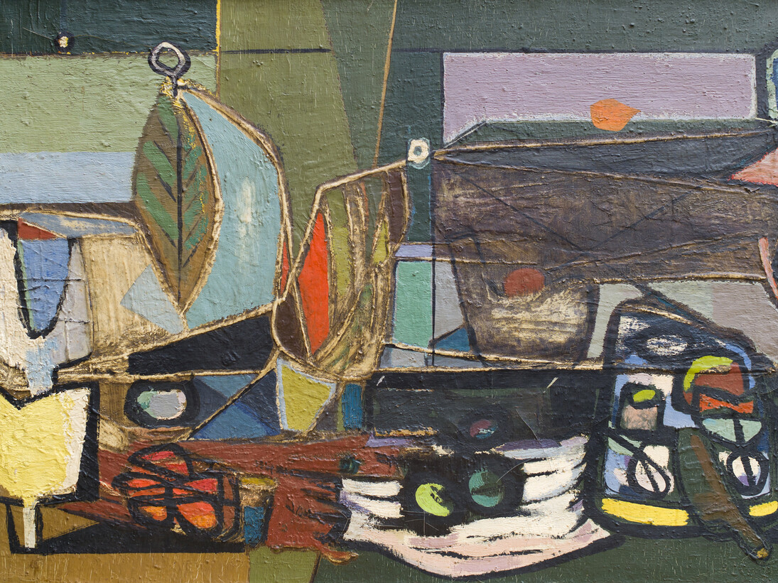 Jankel Adler, Composition, 1940's, oil on canvas, 88 x 142 cm