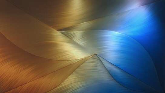 Laddie John Dill, Light Trap Blue and Orange, 2019, Aircraft aluminum welded, polished, and burnished with oil, 42 x 72 in (106.7 x 182.9 cm)