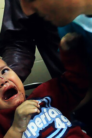 Boy injured at Shifaa Hospital, Gaza, Palestine