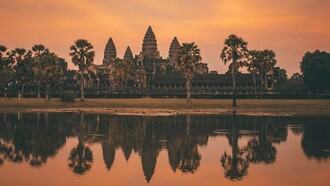Tempio Angkor Wat, Sieam Reap, Cambogia. Il passato glorioso della Cambogia durante il Regno Khmer è testimoniato dalle rovine di Angkor Wat, Siem Reap, i templi di Angkor Thom e il Ta Som