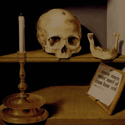 Bartholomaeus Bruyn el viejo; Vanitas: naturaleza muerta, 1524, Kröller-Müller Museum, Otterlo (detalle)