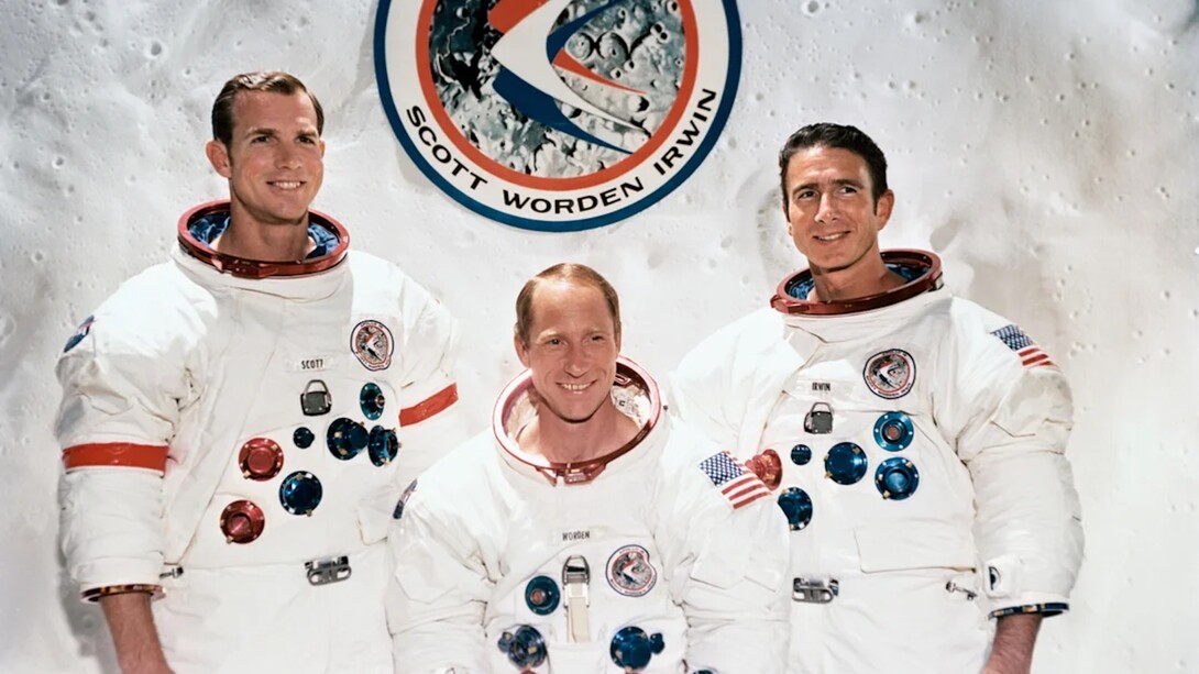 Equipaggio Apollo 15. Da sinistra: il Comandante David Scott, il pilota del Modulo di
Comando Alfred Worden e il Pilota del Modulo Lunare James Irwin