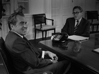 Richard Nixon (left) was the 37th president of the United States, serving from 1969 to 1974 and made key diplomatic decisions with the help of his secretary of state Henry Kissinger (right)