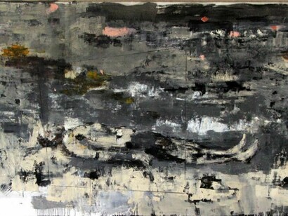 Bogdan Vladuta, Detail of waiting spot, 2012, oil on canvas, 70.1 x 157.5 in (178 x 400 cm)