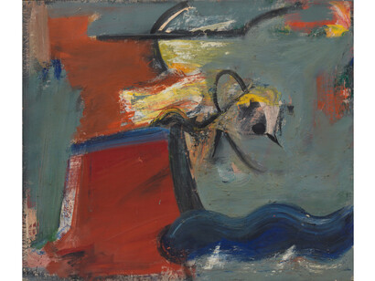 Pat Passlof, March Bird, 1956, oil on linen, 37 x 44 inches