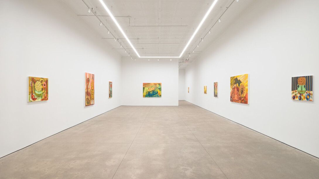 Judith Linhares, The river is moving, the blackbird must be flying, exhibition view. Courtesy of P·P·O·W 