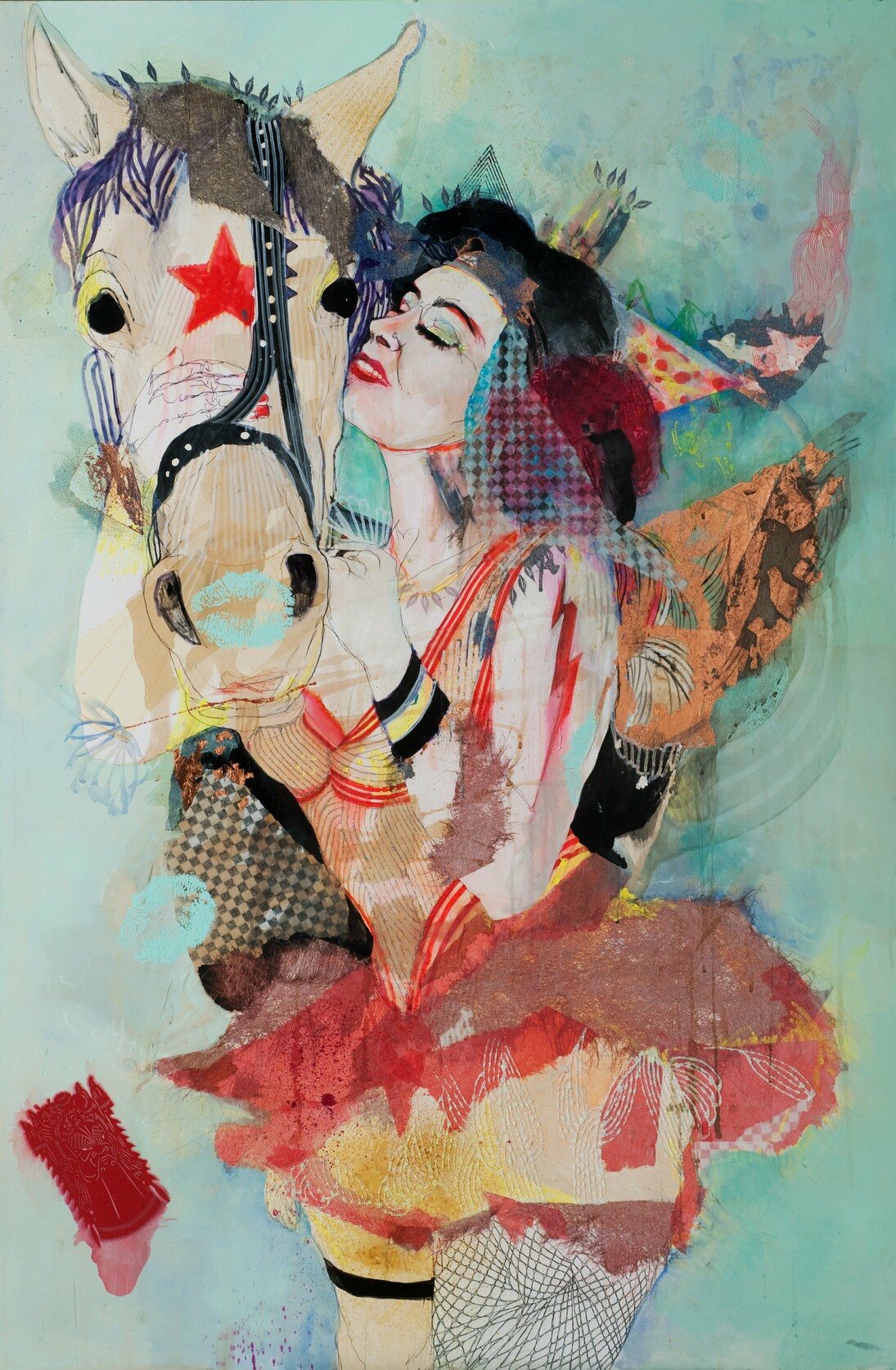 Moira, 2015, tecnica mista su carta, 150 x 100 cm 