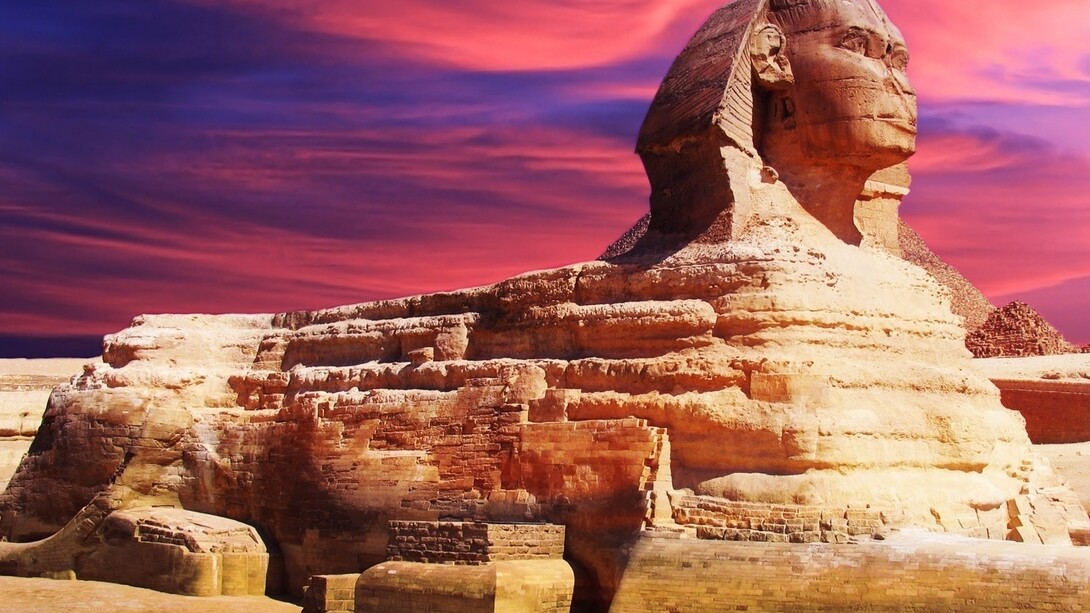 Egipto. La esfinge junto a las pirámides de Guiza