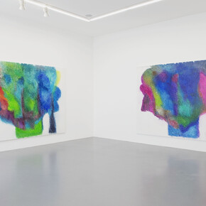 View of the exhibition Peter Zimmermann “sur le motif”, Galerie Perrotin, Paris, June 12 - July 26, 2014. From left to right: "etretat (one)" 2014, Oil on canvas, 230 x 310 cm / 90 1/2 x 122 1/16 inches & "etretat (two)" 2014, Oil on canvas, 230 x 310 cm / 90 1/2 x 122 1/16 inches, Photo : Claire Dorn, Courtesy Galerie Perrotin