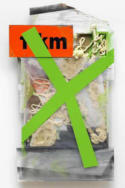 Joe Fleming, 1 KM, mile, 2014, Enamel on polycarbonate, 70 x 46 inches