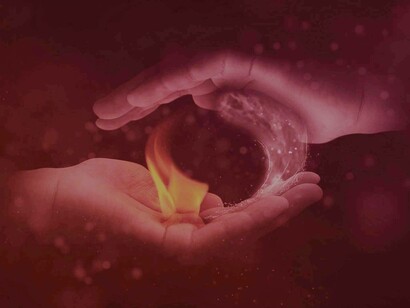 Ying-Yang capturing fire and water