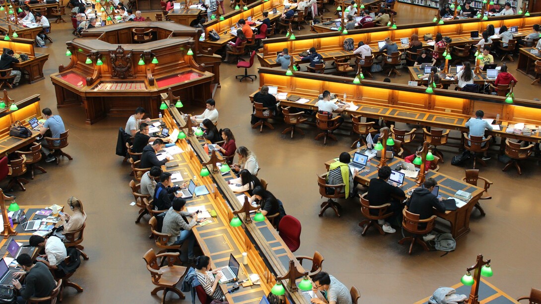 A room filled with students pursuing higher education