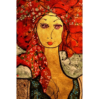 Nicole Tremblay, Les Quatres Saisons - Detail, Acrylic, Sand & Gold Leaf on Canvas, 72" x 48"