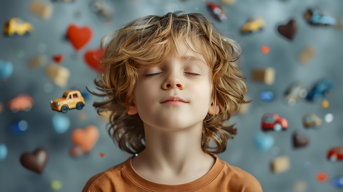 The magic of childhood imagination with a picture of a blissful kid daydreaming, surrounded by flying toys, creating a joyful and whimsical scene, generated by AI, freepik