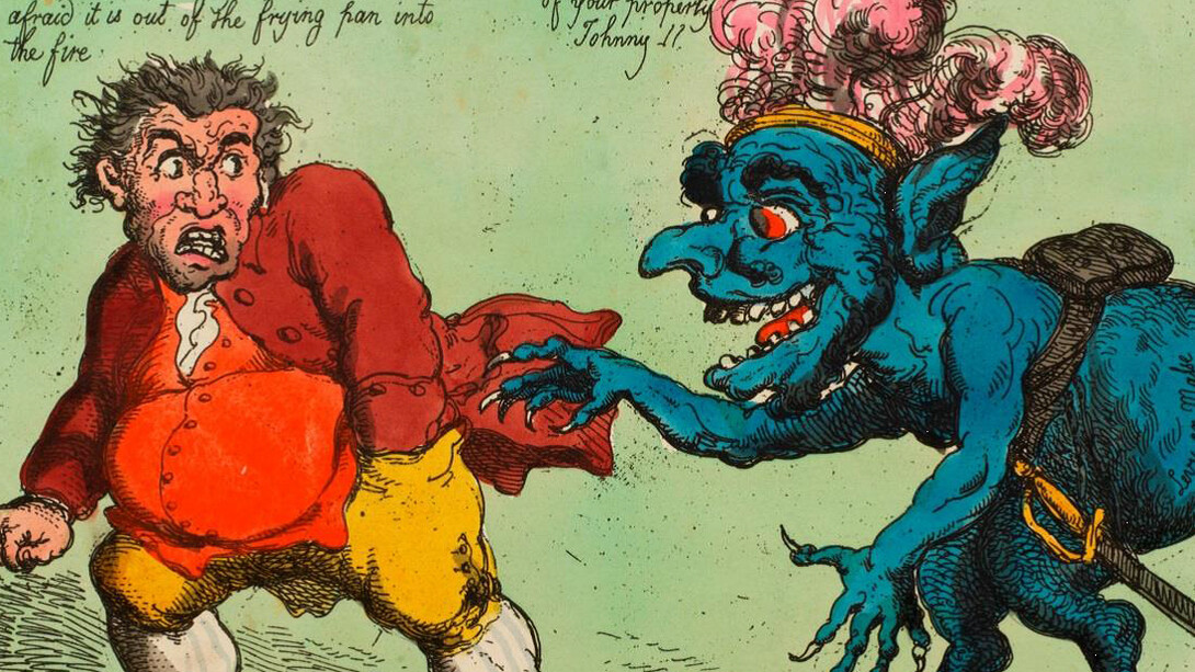 Thomas Rowlandson, The New Property Tax paying his respects to John Bull, 16 April 1806, Royal Collection Trust/© Her Majesty Queen Elizabeth II 2014