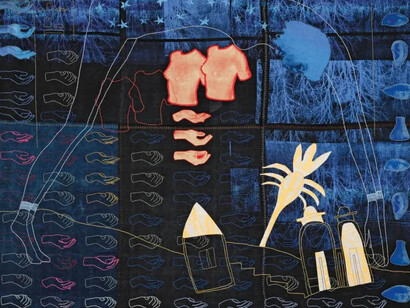 Zohra Opoku, “I have opened the doors of truth. I have passed the waters of heaven. I have raised up a ladder to heaven among the gods. I am one who is with you.” (detail), 2023. Courtesy of Fondation Cartier
