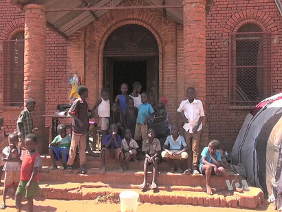 Refugee camp at St. Mary Help of Christians Cathedral in Wau, South Sudan, housing refugees from the region