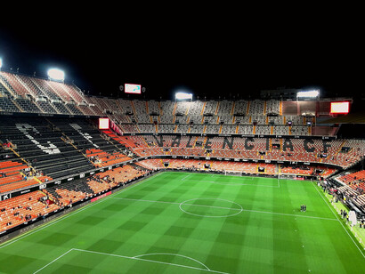 Mestalla Stadium prior to the Valencia vs. Barcelona La Liga 2023-2024 match in Spain