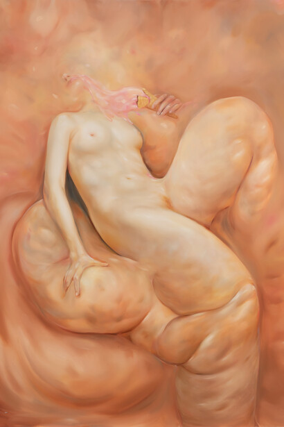 Oda Jaune,
F like Fatty, 2023.
Huile sur toile | oil on canvas,
170 × 120 cm — 67 × 47 1/4 in.
Photo: Laurent Edeline
© Courtesy the artist and TEMPLON, Paris —Brussels — New
York