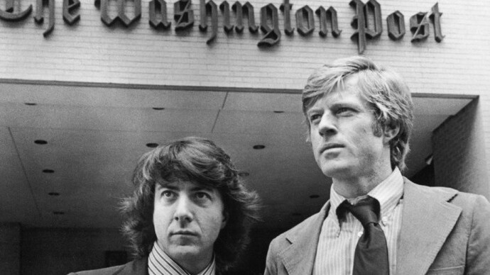 Dustin Hoffman y Robert Redford en "Todos los hombres del presidente"