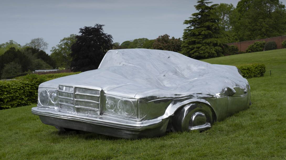 Erwin Wurm, The German Couch, 2021, installation at Yorkshire Sculpture Park, 2023. Courtesy Studio Erwin Wurm and Thaddaeus Ropac Gallery. Photo © Jonty Wilde, courtesy of Yorkshire Sculpture Park