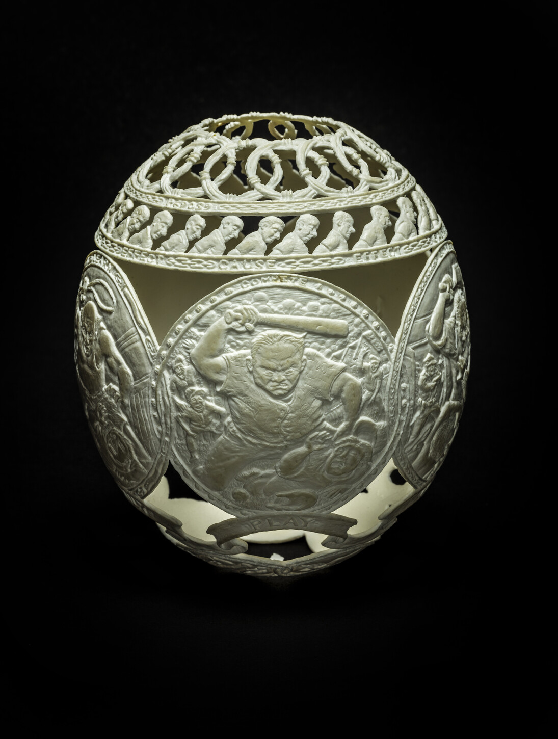 Gil Batle, 2014, It’s Your Fault II, Carved Ostrich Egg Shell, 6.5 x 5 x 5 in $14,000, GB 9