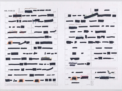 Alex Hayden, Mr. Furley, 2014, sharpie, graphite and ink jet transfer on paper, 22 x 30 inches