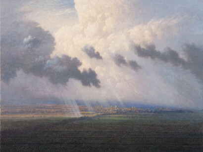 James Lynch, The Clouds that are so light (Othery from turn hill), 58.5 x 73.5 cm