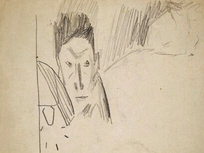 Kafka, Franz (1883-1924). Autorretrato 1, dibujo, hacia 1911. Archivo Max Brod, Biblioteca Nacional de Jerusalén, Israel