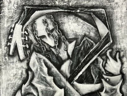 Logan Sylve, 2 (detail), 2023. Acrylic on Canvas.107 x 67.5 in. © Logan Sylve.
Courtesy of Allouche Gallery and the artist