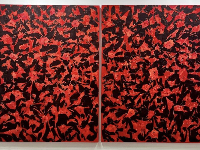 "Flame-Embracing Nature, No. 2206-3" & "Flame-Embracing Nature, No. 2206-4", 2022, Korean Paper (Hanji), Mixed Media