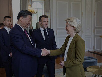 Chinese Communist Party General Secretary Xi Jinping meets with French President Emmanuel Macron and European Commission President Ursula von der Leyen during Xi's official visit to France