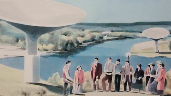 Adam Dix, The Sermon, 2013, Ink and oil on paper, 21 x 29 in / 53 x 74 cm