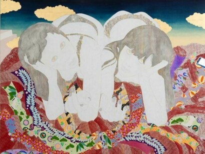 Kaoruko, Oideyo, 2013, Acrylic and gold leaf on canvas, 84 1/2 x 108 inches (214.6 x 274.3 cm)