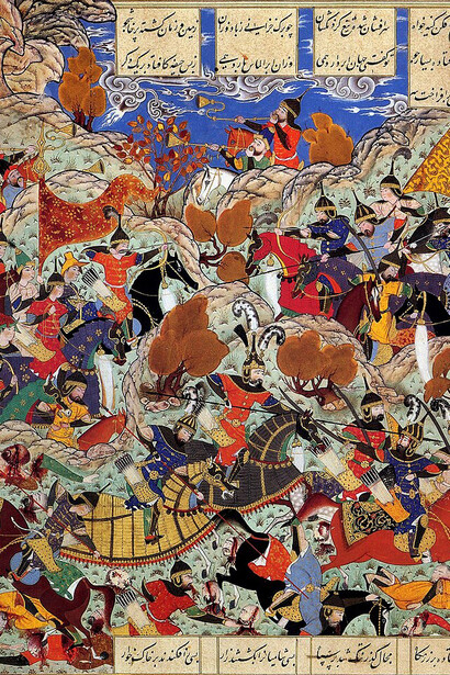 Timur defeating the Mamluk Sultan Nasir-ad-Din Faraj of Egypt
