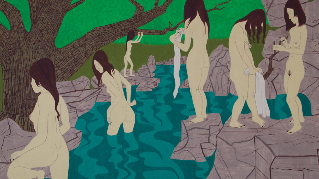 Yves Tessier, Ghost Bathers 2, 2017, casein on aluminum, 40 x 48 in. Courtesy of SHRINE 

