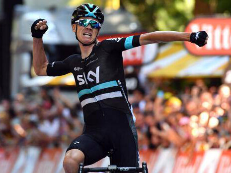 Chris Froome sul traguardo