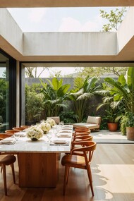A modern home designed around light, openness and greenery, representing the balance between comfort and nature