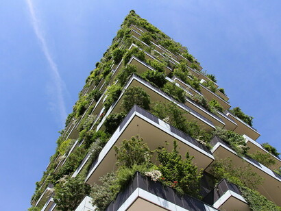 Designed by Boeri Studio, Bosco Verticale consists of two innovative residential towers in Milan’s Porta Nuova district, featuring lush greenery that redefines urban architecture, Italy
