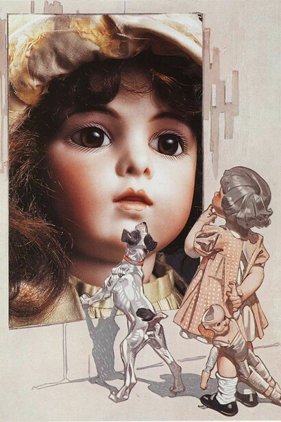 The Doll, 1989, Collage, 23 x 17 cm, 9 x 6 3/4 inches