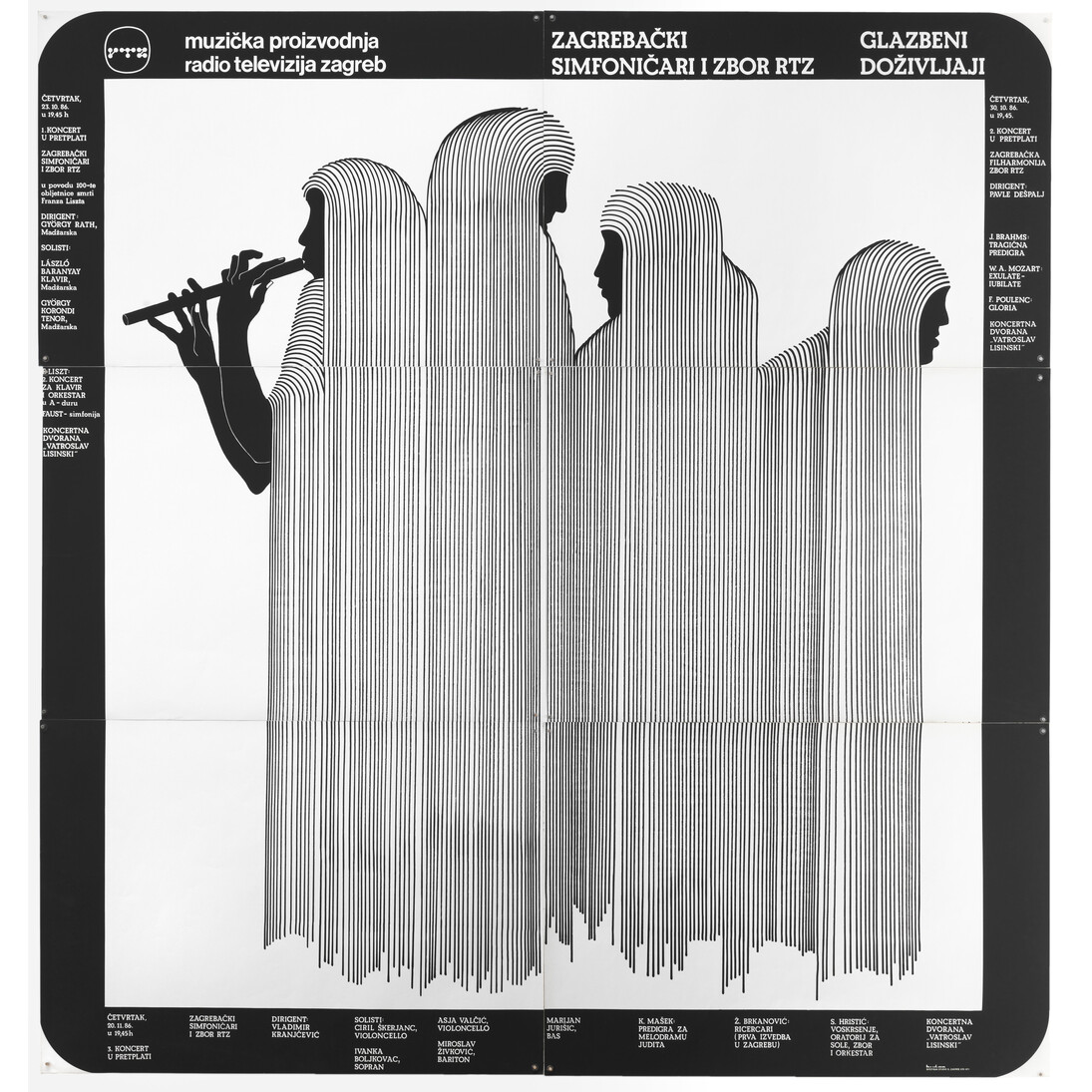 Boris Bućan. Musical Experiences: Zagreb Symphony Orchestra and Chorus RTZ (Radio-Televizija Zagreb). 1986. Silkscreen, 82 11/16 x 78 3/4″ (210 x 200 cm). The Museum of Modern Art, New York. Gift of Toni Politeo