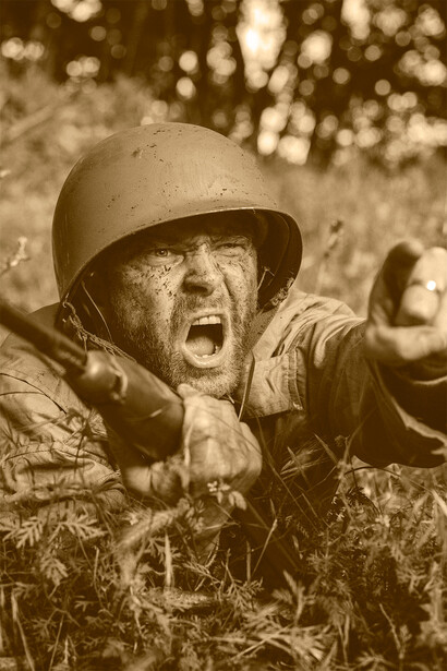Soldado.  A retórica para promover a guerra 