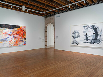 Various artists, American vignettes. Symbols, society, and satire, exhibition view. Courtesy of Rubell Family Collection