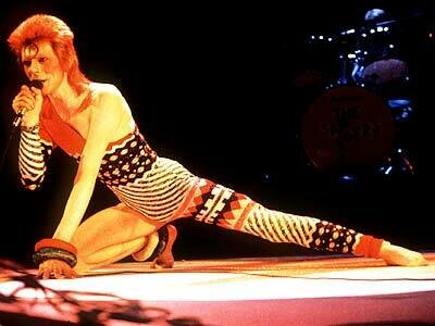 David Bowie on stage as Ziggy Stardust