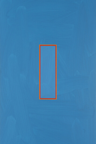Luke Frost, Cadmium Orange and Pyrrole Red Volts, 2014, Acrylic on Aluminium, 35.5 x 20 inches (90 x 50 cm)