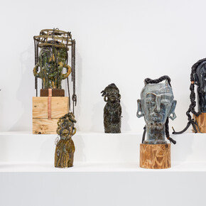 Installation view: Leilah Babirye: Ebika Bya ba Kuchu mu Buganda (Kuchu Clans of Buganda) II, Stephen Friedman Gallery, London (2021). Courtesy of the artist, Stephen Friedman Gallery, London and New York, and Gordon Robichaux, New York. Photo by Mark Blower. Courtesy of Yorkshire Sculpture Park