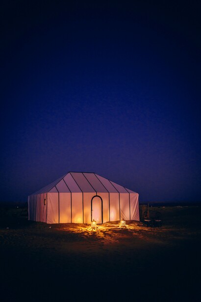 Camping in Sahara desert, Morocco
