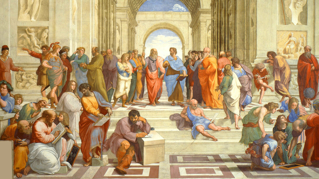 Rafael Sanzio; La escuela de Atenas, pintada entre 1510 y 1512, Palacio Apostólico de la Ciudad del Vaticano