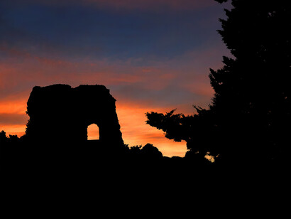 Sunset over ancient ruins